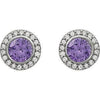 **Cubic Zirconia Earrings- Customizable Center Stone Halo-Style Earring Set