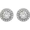 **Cubic Zirconia Earrings- Customizable Center Stone Halo-Style Earring Set